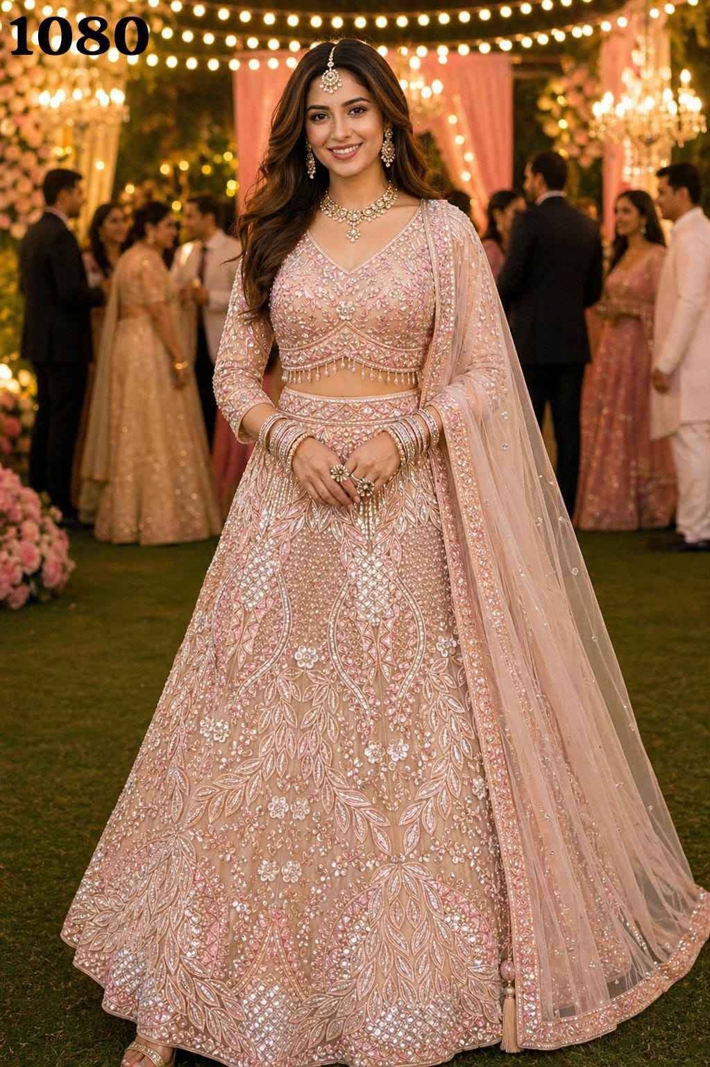 INDRI By MRUDANGI 1079 By 1080 Series Indian Traditional Wear Bridal Collection Beautiful Stylish Fancy Colorful Bridal Wear & Occasional Wear Fancy Lehengas At Wholesale Price
